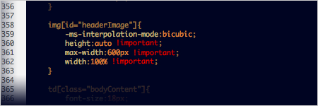 The style ruleset dictating the width of the email's header image.